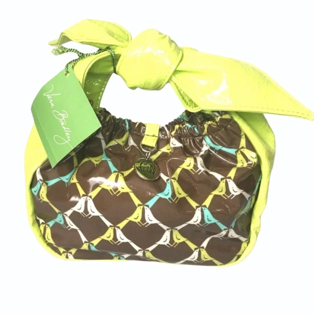 NWT Frill Vera Bradley Tippy Tie Purse green brown - Picture 1 of 8